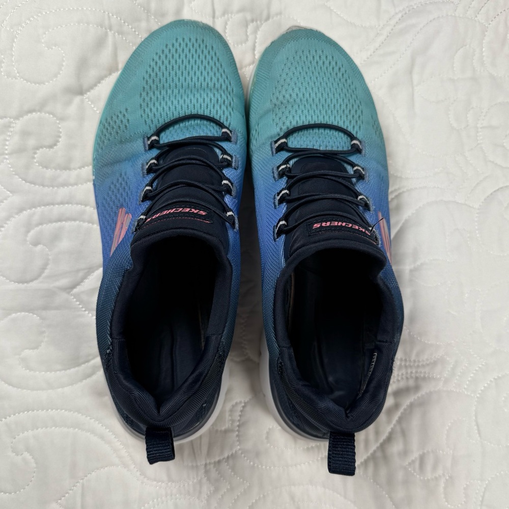Skechers Summits Bright Charmer Sneakers Memory Foam Slip On Blue Womens 7.5 EUC - Picture 5 of 9